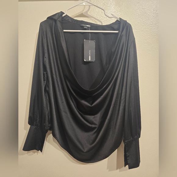 NWT Fashion Nova Small Black Touch By Touch Satin Top - Picture 4 of 6